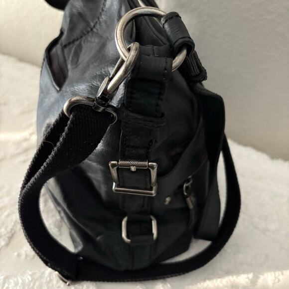 THE SAK Leather Crossbody Blk Androgynous Dark Witchy Retro Grunge Goth Biker - Picture 3 of 8